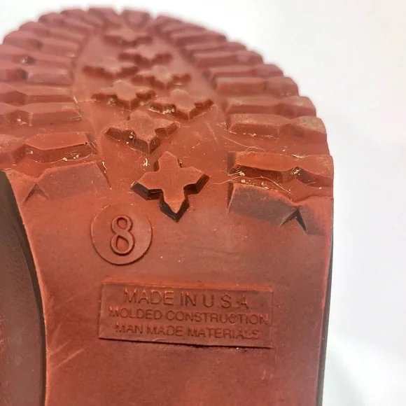 Womens Reddish Brown W Beige Fuzzy Faux Fur Heeled Booties Boots Size 8 - Picture 14 of 16